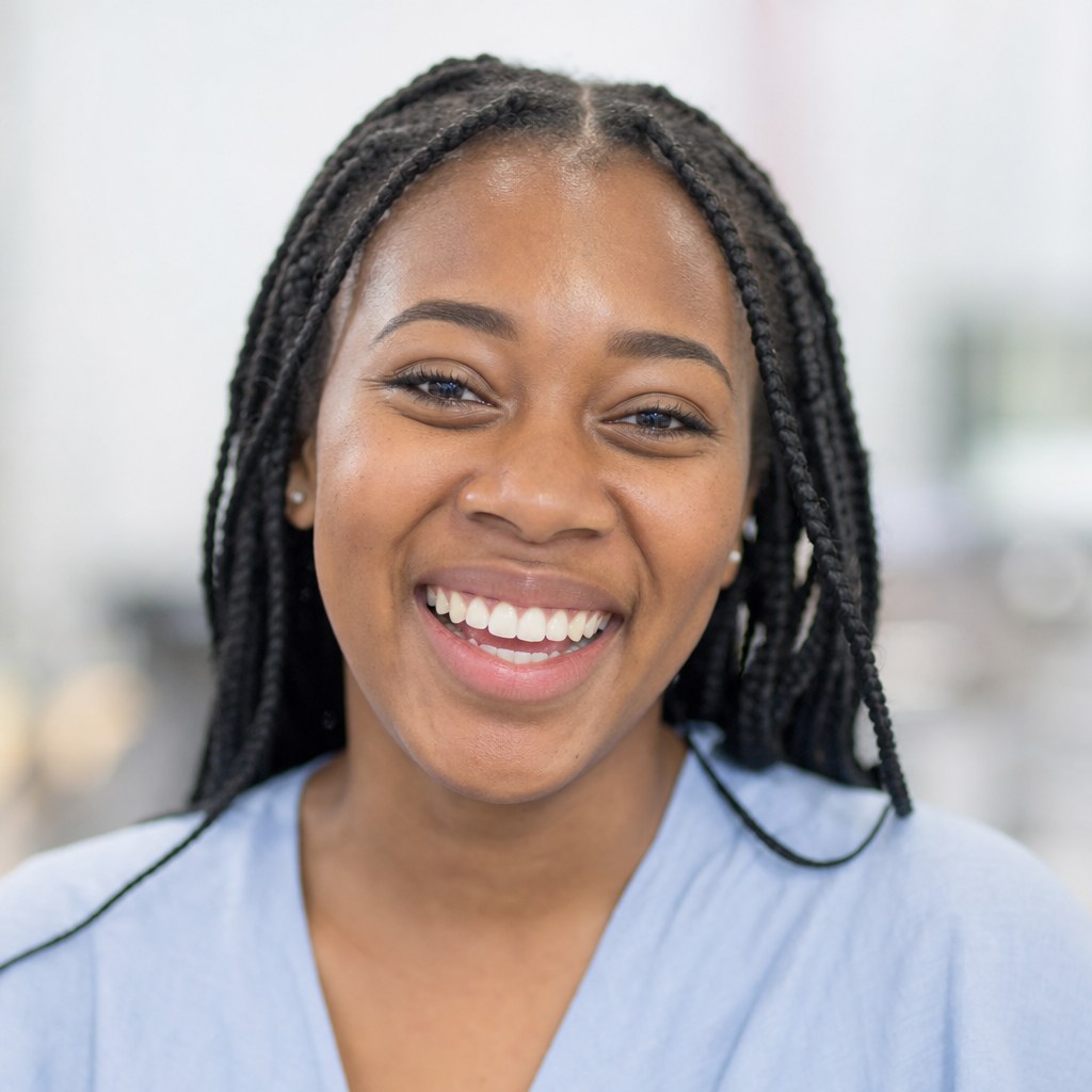 Joyful professional with braids